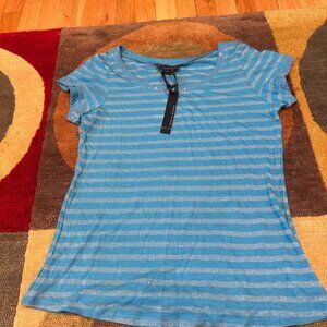 NWT Jeans by Buffalo Y2K Style Vintage T Shirt Blue Stripes Sequins Size Small
